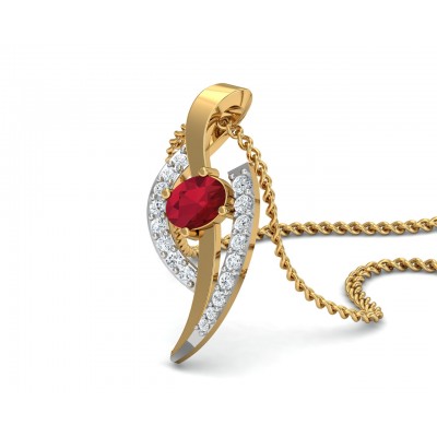 Tory Ruby & Diamond Pendant in Gold